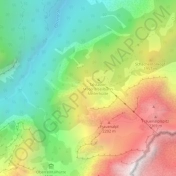 Mapa topográfico Schachen, altitud, relieve