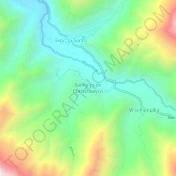 Mapa topográfico Santiago de Cochahuayco, altitud, relieve