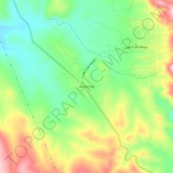 Mapa topográfico Reforma, altitud, relieve