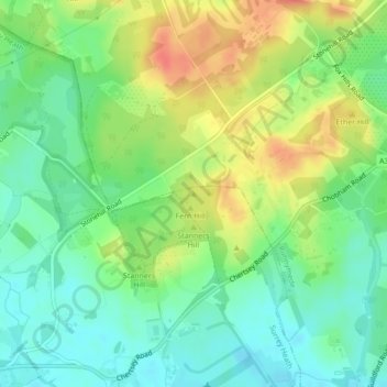 Mapa topográfico Stonehill, altitud, relieve