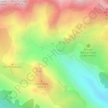 Mapa topográfico Pietramula, altitud, relieve
