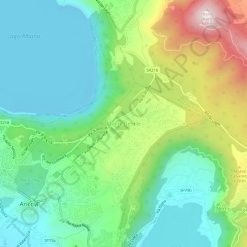 Mapa topográfico Monte Gentile, altitud, relieve