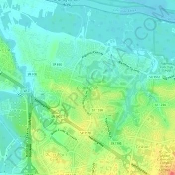 Mapa topográfico Countryside, altitud, relieve