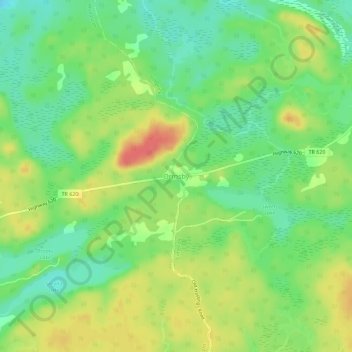 Mapa topográfico Ormsby, altitud, relieve