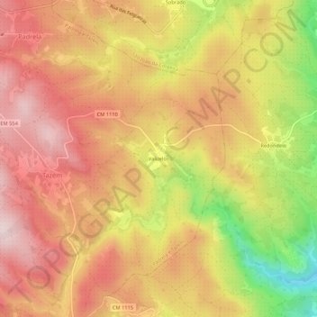 Mapa topográfico Valizelos, altitud, relieve