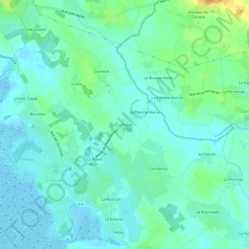 Mapa topográfico La Piolais, altitud, relieve
