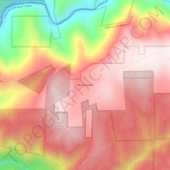 Mapa topográfico Volcanoville, altitud, relieve