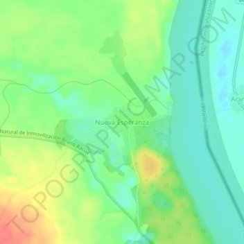 Mapa topográfico Nueva Esperanza, altitud, relieve