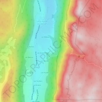 Mapa topográfico Les Brunets, altitud, relieve