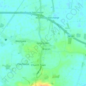 Mapa topográfico Grey Green, altitud, relieve