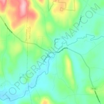 Mapa topográfico Ancram, altitud, relieve