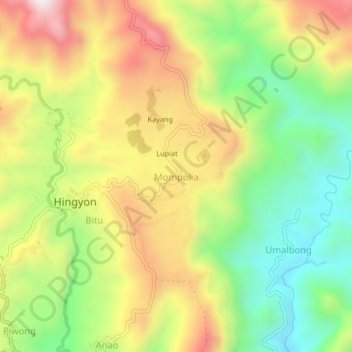 Mapa topográfico Mompolia, altitud, relieve