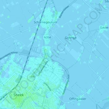 Mapa topográfico Loënga, altitud, relieve