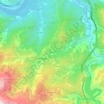 Mapa topográfico Quintião, altitud, relieve