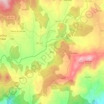 Mapa topográfico Penso, altitud, relieve