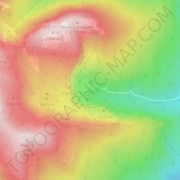Mapa topográfico Laguna Negra, altitud, relieve