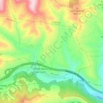 Mapa topográfico Plana del Simon, altitud, relieve
