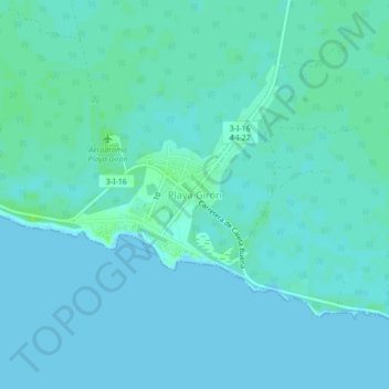 Mapa topográfico Playa Girón, altitud, relieve