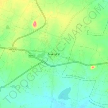 Mapa topográfico Nakrekal, altitud, relieve