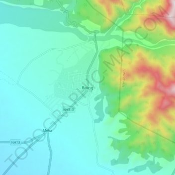 Mapa topográfico Roing, altitud, relieve