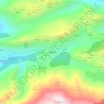 Mapa topográfico El Mazuco, altitud, relieve