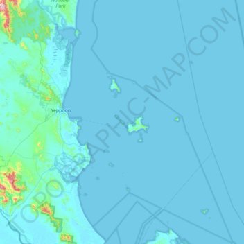 Mapa topográfico Middle Island, altitud, relieve