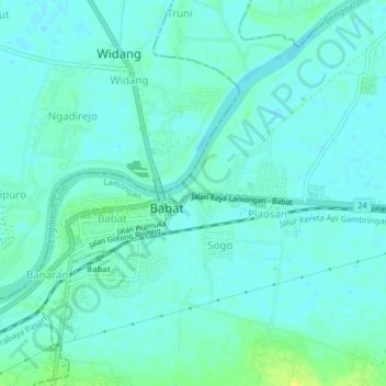 Mapa topográfico Bedahan, altitud, relieve