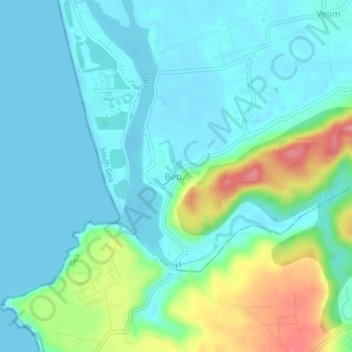 Mapa topográfico Betul, altitud, relieve