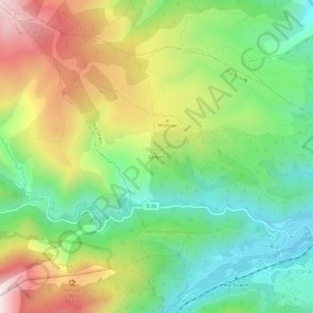 Mapa topográfico Llugols, altitud, relieve