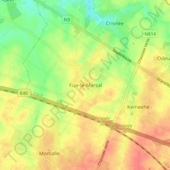 Mapa topográfico Fize-le-Marsal, altitud, relieve