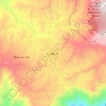 Mapa topográfico Abejorral, altitud, relieve