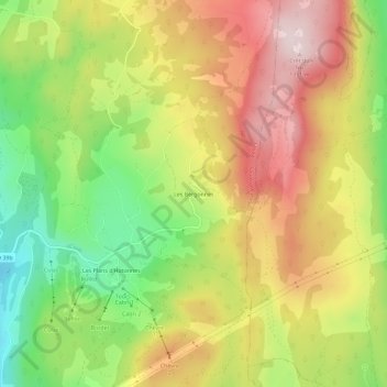 Mapa topográfico Les Bergonnes, altitud, relieve