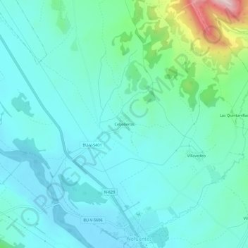 Mapa topográfico Cebolleros, altitud, relieve