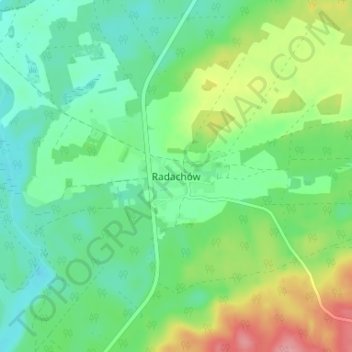 Mapa topográfico Radach, altitud, relieve