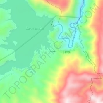 Mapa topográfico Escaba, altitud, relieve