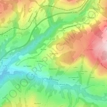 Mapa topográfico Le Regallet, altitud, relieve