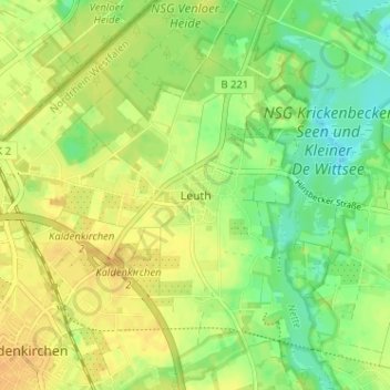 Mapa topográfico Leuth, altitud, relieve