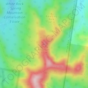 Mapa topográfico Spring Mountain, altitud, relieve