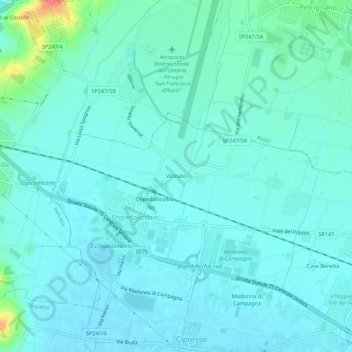 Mapa topográfico Vicinato, altitud, relieve