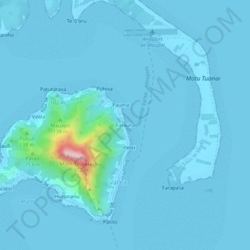 Mapa topográfico Farauru, altitud, relieve