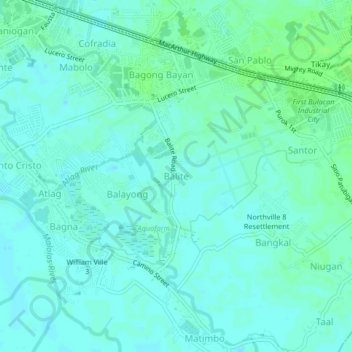 Mapa topográfico Balite, altitud, relieve