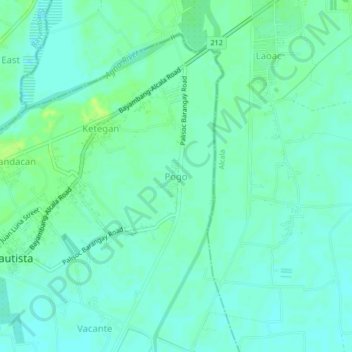 Mapa topográfico Pogo, altitud, relieve