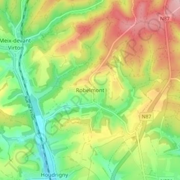Mapa topográfico Robelmont, altitud, relieve