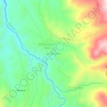 Mapa topográfico Uchucarco, altitud, relieve