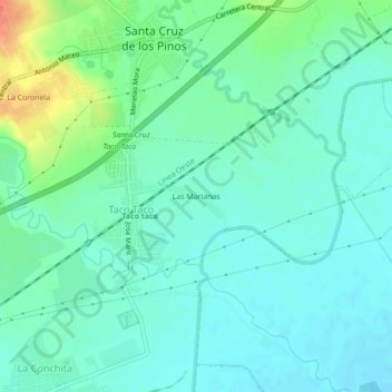 Mapa topográfico Las Marianas, altitud, relieve