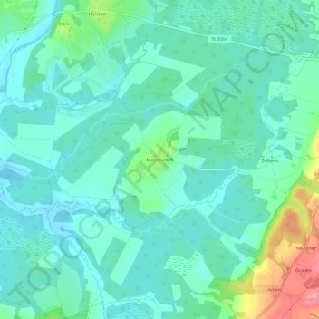 Mapa topográfico Mooseurach, altitud, relieve