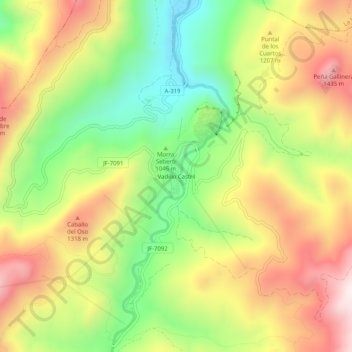Mapa topográfico Vadillo Castril, altitud, relieve