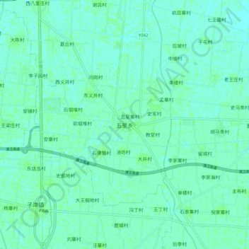 Mapa topográfico Wuxing, altitud, relieve