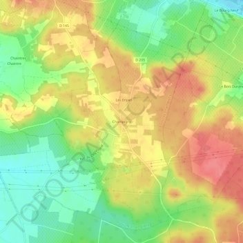 Mapa topográfico Champigny, altitud, relieve