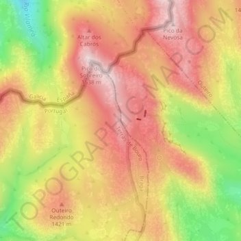 Mapa topográfico Carris, altitud, relieve